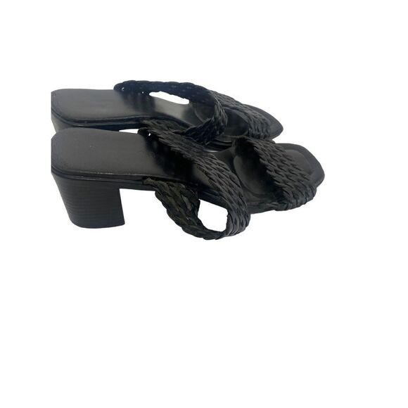 Unisa Braided Black Leather Sandal Slides - Picture 4 of 13